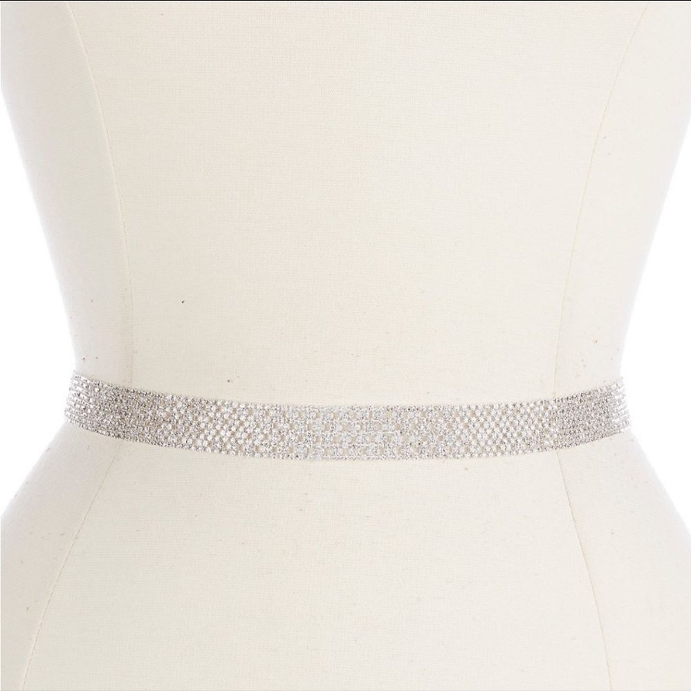 Borrowed & Blue by Southern Living Rectangle Row Of Flowers Crystal Belt